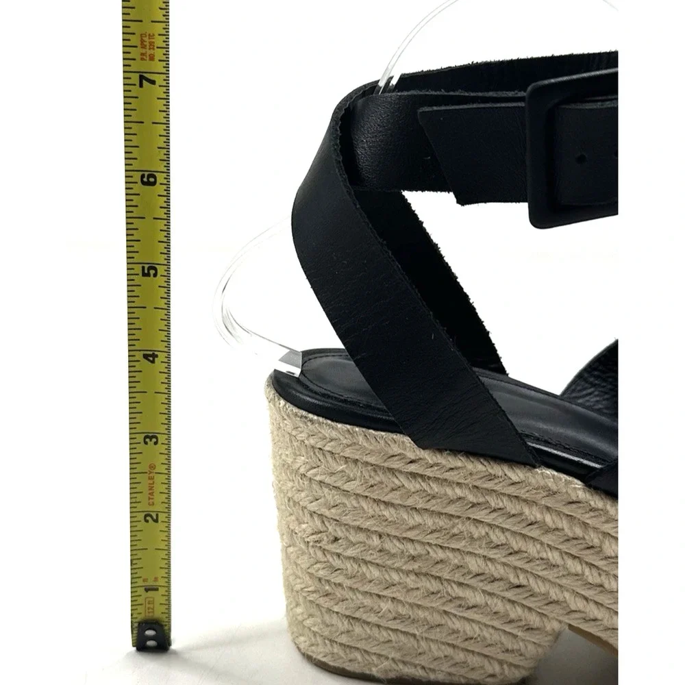 ALOHAS Lyla Black Leather Espadrille Platform Sandals Size 39 US 8-8.5 New $268